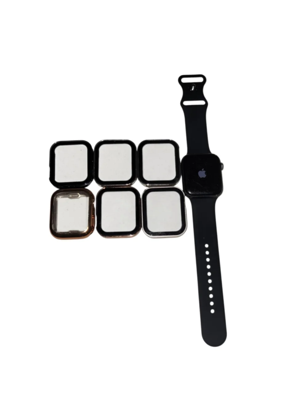 Apple Watch Series 6 44mm Black Aluminum Case Black Sport Band & 6 Extra Cases